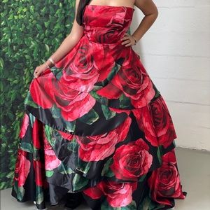 Sherri hill rose print gown prom dress